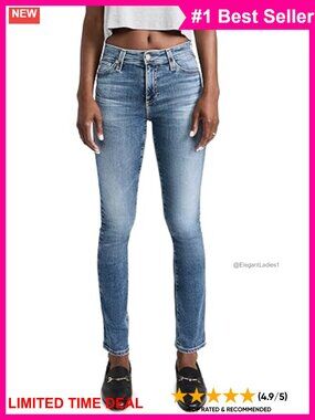High Rise Slim Straight Jeans Flat Front Zipper Casual Denim